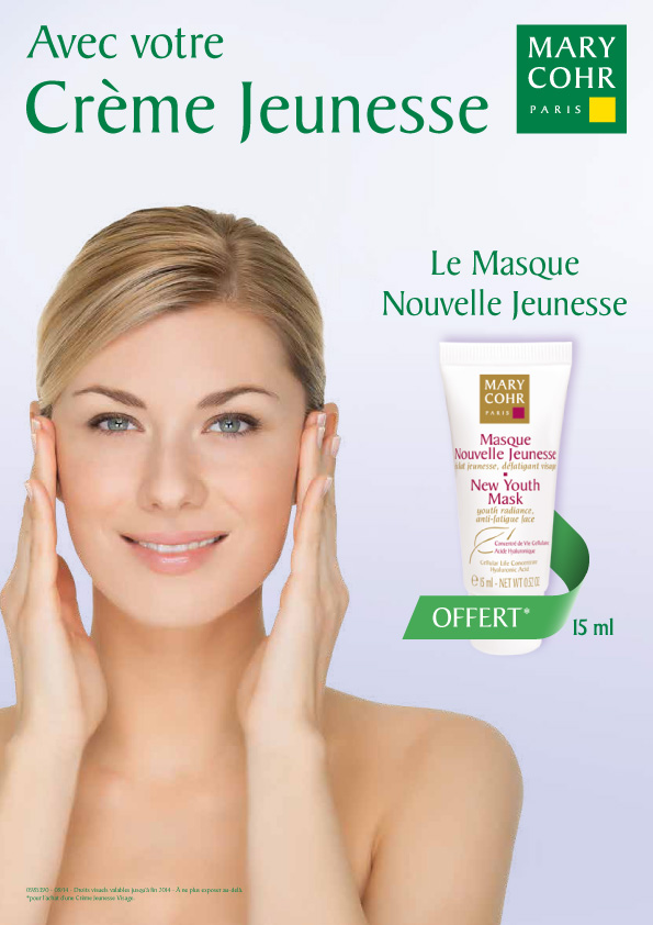 Masque Nouvelle Jeunesse offert pour l'achat d'une Creme Jeunesse Mary Cohr